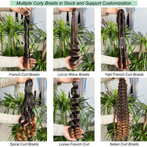 Extensiones de Cabello para Trenzas 100% Preestiradas <span class=keywords><strong>3X</strong></span> Rizo Francés de Fibra Prémium, Cabello de Crochet Rizo en Espiral 400g 24", Extensiones para Trenzar <span class=keywords><strong>3X</strong></span> Onda Suelta - Product Image 4