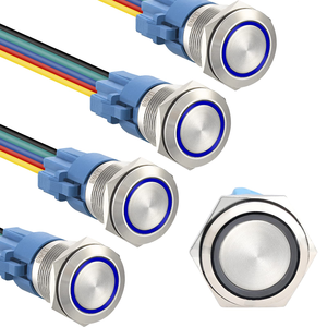 16mm <strong>Latching</strong> Led <strong>Push</strong> <strong>Button</strong> Silver Shell, IP65 Waterproof <strong>Push</strong> <strong>Button</strong> <strong>Switch</strong>,1NO with Wire Socket Plug,Self-Locking with LED - Product Image 1