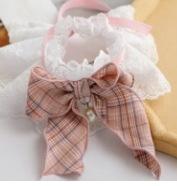 Hermosa chica gato perro DIY tejido a mano lana cuello babero bufanda portátil característica costura producto lazo ajustable - Product Image 6