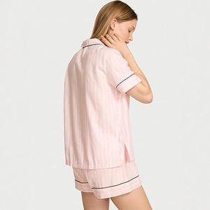 Set <span class=keywords><strong>Pigiama</strong></span> Personalizzato Victoria's Secret 2 Pezzi, Maniche Corte e Pantaloncini a Righe, Abbigliamento da Casa per <span class=keywords><strong>Donna</strong></span>, Primavera/Estate, Puro <span class=keywords><strong>Cotone</strong></span> Modal - Product Image 3