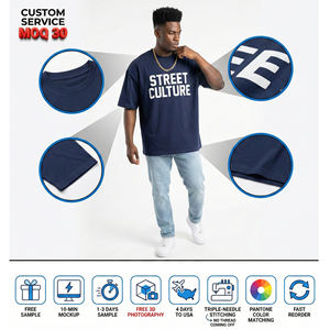 T-Shirt d'Été Basique en Coton pour <span class=keywords><strong>Homme</strong></span>, Confortable, Coupe Ample, Épaule Droite, Manches Courtes, Col Droit Tricoté, Motif Uni, OEM ODM - Product Image 1