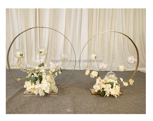 Décoration de mariage, accessoires, support de fleurs en <span class=keywords><strong>fer</strong></span> <span class=keywords><strong>forgé</strong></span>, chemin de fleurs, support de fleurs doré, centre de table rond en métal - Product Image 3