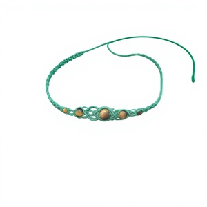 Collar de Macramé con Piedras de Ojo de Tigre Hechas a Mano, Venta al por Mayor, Joyería Bohemia Tejida Ajustable, Proveedor de Joyería de Cristal - Product Image 1