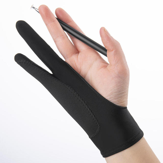 Glitter Art Custom Two Fingers Friction Reducing Digital Durable Artists Drawing Gloves for Both Hands