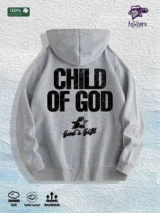 Tanrı'nın Çocuğu Grafikli Kapüşonlu Üst %100 Pamuk ABD Deposu 7 Renk - Product Image 2