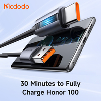Câble de données USB-C Mcdodo 518, charge rapide, lumière de voiture, lumière respirante, texture métallique avancée, prend en charge QC4.0 QC3.0 VOOC, nylon
