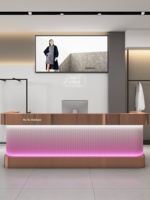 Comptoir de réception sur mesure en acier inoxydable pour magasin de vêtements, studio de danse, bar, salon de coiffure - Design moderne minimaliste clé en main