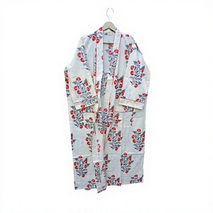 Robe Kimono pour femmes Robe de chambre en coton Boho Peignoir en coton pour femmes 100% coton biologique fait à la main Long Yukata japonais - Product Image 1