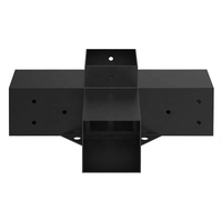 Kit de supports de pergola robuste, base de poteau d'angle à 3 voies, fabrication en tôle, revêtement en poudre noir, connecteurs de poteaux en bois