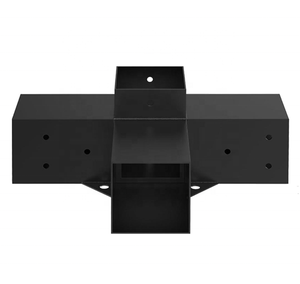 Kit de supports de pergola robuste, base de poteau d'angle à 3 voies, fabrication en tôle, revêtement en poudre noir, connecteurs de poteaux en bois - Product Image 3
