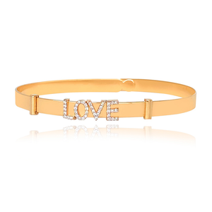 Joyería de moda personalizada de acero inoxidable chapado en oro nombre CZ Diy Slide Slider carta encantos brazalete pulsera para mujer