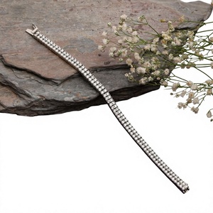 Bracelet à breloques Orelia Luxe en argent S925 plaqué or rose avec moissanite, double rangée micro-pavée, cercle complet, idéal pour les fêtes et mariages - Product Image 1