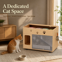 Meuble de rangement multi-scènes en bois massif pour chat et animal domestique, avec porte en acrylique et dessus ouvert, en panneau écologique, pour intérieur