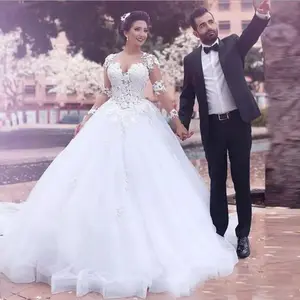 2022 романтическое бальное платье с длинным рукавом по индивидуальному заказу, свадебное платье принцессы, свадебное платье с 3D цветами, свадебное платье