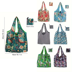 Sac de courses pliable en polyester et nylon taffetas 190T, grand format, robuste, à motif de dessin animé, en stock, promotion de gros - Product Image 1