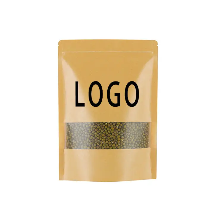 Bolsa de papel kraft con logotipo personalizado, embalaje de compras recicladas con cierre