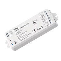 Contrôleur LED sans fil RF2.4G V5-M 5 canaux à tension constante Mini variateur RGB+CCT pour bande lumineuse DC12-24V ROHS