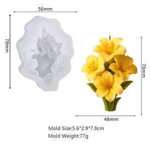 Lily Flower Bouquet Silicone <b>Candle</b> <b>Mold</b> DIY Aromatherapy <b>Candle</b> Making Gypsum Resin Casting Decor Mould - Product Image 2