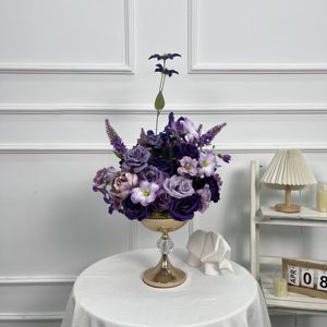 Decoración DE MESA DE BODA hecha a mano, centros de mesa de flores moradas, Bola de flores rosas <span class=keywords><strong>Lila</strong></span> para Ceremonia de Festival - Product Image 1