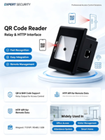 Lecteur de cartes RFID TCP/IP RJ45 avec scanner NFC et code QR, système de contrôle d'accès intégré avec relais pour connecter les serrures magnétiques d'entrée