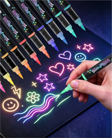 Marqueur de peinture noir de haute qualité qui brille dans le noir, effet réactif aux UV, stylos fluorescents pour la peinture corporelle, bricolage