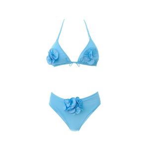 Set Bikini HDJ con Applicazione Floreale 3D Blu Taglia 42 44 46 48 per Abbigliamento da Spiaggia - Product Image 4