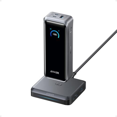 Anker Prime Power Bank and Charging Base, 26,250mAh 300W Max Portable Charger with Base for 6 Devices, A110A+A1903