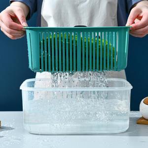 Kitchen Double Layer Plastic Crisper Box Rectangle Refrigerator <b>Storage</b> for Fruits <b>Vegetables</b> Cold <b>Storage</b> Drain <b>Basket</b> Drip - Product Image 3