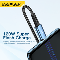 Kabel Essager 2023 Sunset USB ke Type C 120W Pengisi Daya Cepat Kabel Data Tipe-C 6A