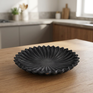 Bol décoratif en forme de fleur de lotus noir, fait main, design floral, bol à fruits décoratif, centre de table pour la décoration de la maison - Product Image 6