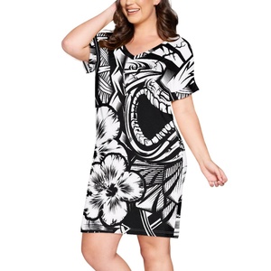 Femmes grande taille col en v à manches courtes robes de soirée Tiki <span class=keywords><strong>tatouage</strong></span> conception <span class=keywords><strong>Tahiti</strong></span> Sexy Street Wear taille naturelle en gros - Product Image 2