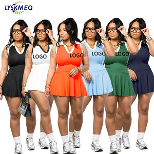 Abito da Tennis Estivo 2025 per <span class=keywords><strong>Donna</strong></span> con LOGO Personalizzato, Outfit Casual, Vestito <span class=keywords><strong>Midi</strong></span> Slim Senza Maniche con Colletto, Elegante Abbigliamento Femminile - Product Image 1