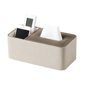 Boshiho Desktop Facial Tissue Container Home Napkin Boxes Leather Tissue Protector Covers with <b>Remote</b> <b>Control</b> Holders - Product Image 1
