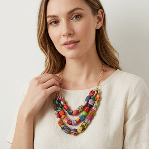 Collar de Perlas de Imitación en Forma de Bola, Estilo Bohemio, Multicapa, Colorido, para Mujer, Cadena Chapada en Oro, Accesorio de Moda Hecho a Mano - Product Image 6
