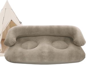 Built-in Pump Flocked Beach Air Couch PVC Blow-up Garden Air Lounger for Festivals Camping Home <b>Inflatable</b> <b>Sofa</b> - Product Image 1