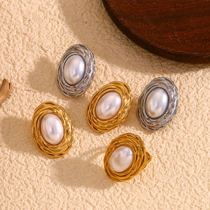 सपने की नकल मोती अनाज के गहने सेट विंटेज गहने 18k सोने की प्लेटेड अंगूठी स्टेनलेस स्टील गहने सेट करें - Product Image 1