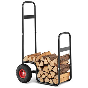 JH-Mech <span class=keywords><strong>Porte</strong></span>-bois de chauffage pour cheminée Support de verrouillage de bois de chauffage en acier robuste avec roues - Product Image 1