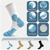 Chaussettes de sport de compression personnalisées en gros, chaussettes athlétiques unisexe avec soutien de la voûte plantaire pour le basketball et la course, prêtes à être expédiées en stock