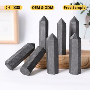 Venta al por mayor de torres de piedra de cuarzo natural de cristal pulido prismas hexagonales Schungite puntos de cristal para la curación - Product Image 3