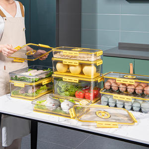 Luftdichte Haustier Kunststoff Küche Kühlschrank Kühlschrank <span class=keywords><strong>Organizer</strong></span> Schrank Gefrier schrank Speisekammer Vorrats behälter Behälter und Boxen mit Deckel - Product Image 3