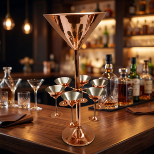 Torre de Martini de Cobre Sólido con 6 Copas de Martini de Cobre y Soporte para Copas. - Product Image 3