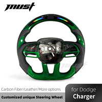 Volant en fibre de carbone vert personnalisé avec LED pour Dodge Charger Challenger R/T SRT Hellcat Jailbreak 392 Hemi 2013-2023