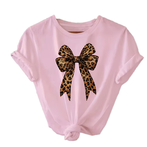 Camiseta Elegante para Mujer con Diseño de Lazo Rosa, 180 Gramos, Tejido de Poliéster Anti-Pilling Económico, Estilo Casual, Talla XS - Product Image 1