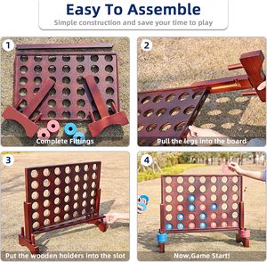 Bốn trong hàng bằng gỗ kết nối trò chơi thiết lập đầy màu sắc <span class=keywords><strong>DIY</strong></span> unisex đồ chơi 2-4 5-7 năm Tính năng chức năng Montessori giáo dục - Product Image 6