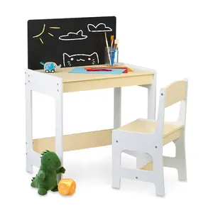 太妃糖和朋友儿童木制高度可调桌椅套装，带白板和黑板