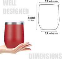 Vente en gros 350ml en acier inoxydable 304 isolation sous vide sans pied 12oz gobelet à vin vierge