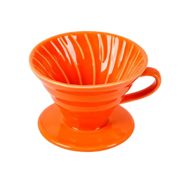 1-4 kişi yeniden kullanılabilir yüksek sıcaklık kahve fincanı için Logo seramik konik kahve filtreli fincan turuncu kahve fincanı sağlayın