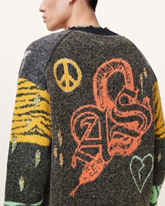 <span class=keywords><strong>Cardigan</strong></span> da <span class=keywords><strong>Uomo</strong></span> Streetwear <span class=keywords><strong>con</strong></span> Motivo Jacquard Effetto Usurato, Maglione <span class=keywords><strong>con</strong></span> <span class=keywords><strong>Bottoni</strong></span> e Patchwork Grafico, Stile Vintage, Vendita all'Ingrosso - Product Image 5