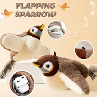 Jouet interactif pour chat en peluche rechargeable par USB, avec couineur, imitant un passereau, avec ailes battantes automatiques