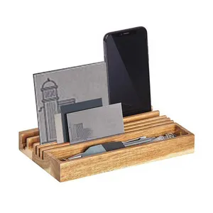 Wooden Desk Organizer Wholesale Office Desktop Shelf Desk Storage Multi-Functional DIY Pen Holder Business Card Holder